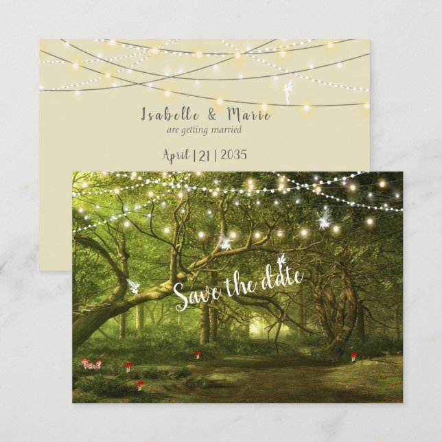 Bezauberter Wald, Fairies, Hochzeiten von String-L Save The Date (Vorne/Hinten)