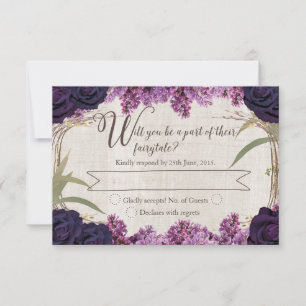 Bezauberter Wald Lila Märchenhochzeit RSVP Karte