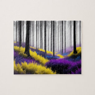 Bezauberter Wald mit Lila und gelbem Design