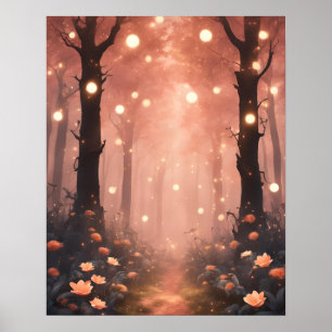 Bezauberter Wald PEACH KLEINE LICHTE Poster