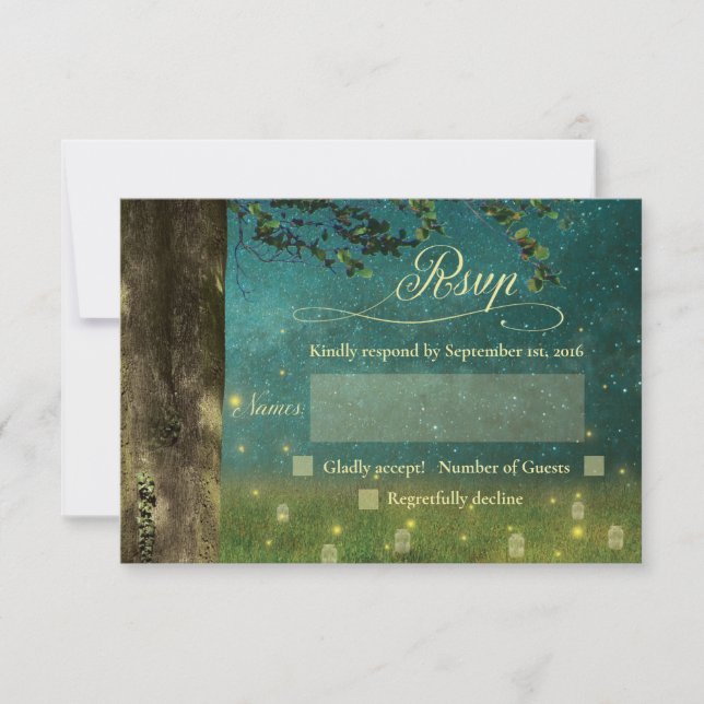Bezauberter Wald Rustic Mason Jar Wedding RSVP Karte (Vorderseite)