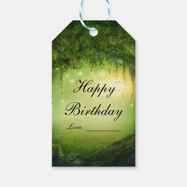 Bezauberter Wald Rustikale Elegante Hochzeitsgesch Geschenkanhänger (Vorderseite)