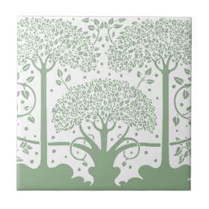 Bezauberter Wald Weiß- und Grünbaum Fliese
