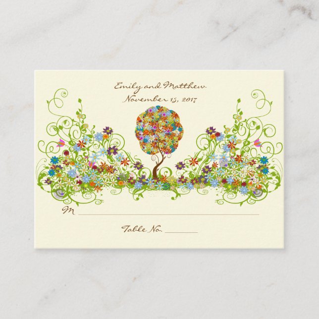 Bezauberter Waldpatchwork Blumenmauerbaum Begleitkarte (Vorderseite)