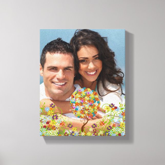 Bezauberter Waldpatchwork Blumenmauerbaum Leinwanddruck (Vorderseite)