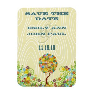 Bezauberter Waldpatchwork Blumenmauerbaum Magnet