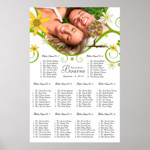 Bezauberter Waldpatchwork Blumenmauerbaum Poster