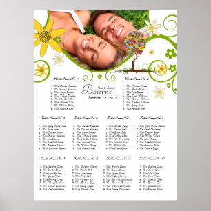 Bezauberter Waldpatchwork Blumenmauerbaum Poster