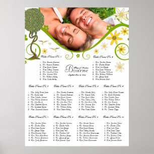 Bezauberter Waldpatchwork Blumenmauerbaum Poster