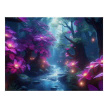 Bezauberter Waldstrom - glühende Blume Fantasie