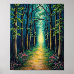 Bezauberter Waldweg: Eine ruhige Reise in einen Su Poster