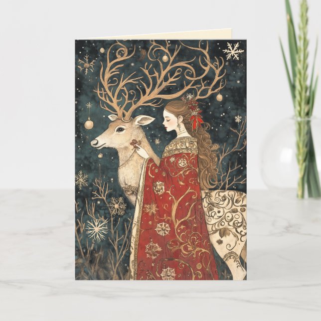 Bezauberter Winter: Der Maiden und der Stag Einladung (Vorderseite)