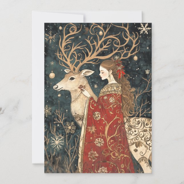 Bezauberter Winter: Der Maiden und der Stag Einladung (Vorderseite)