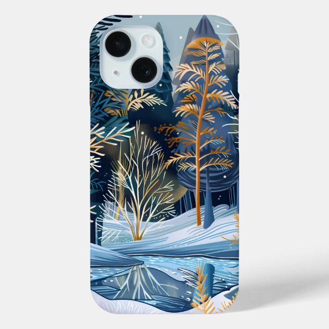 Bezauberter Winter Forest Phone Case (Rückseite)