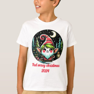 "Bezauberter Winterelf auf einem Schlittenweg" T-Shirt