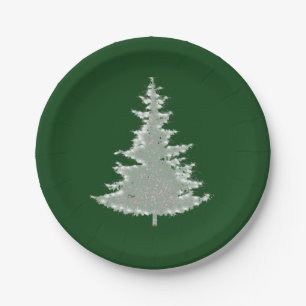 Bezauberter Winterglühen Weihnachtsbaum Pappteller