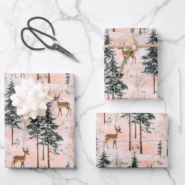 Bezauberter Winterwald Geschenkpapier Set (Vorderseite)