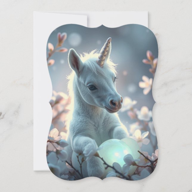 Bezaubertes Einhorn mit der Magie im Frühling. (Vorderseite)