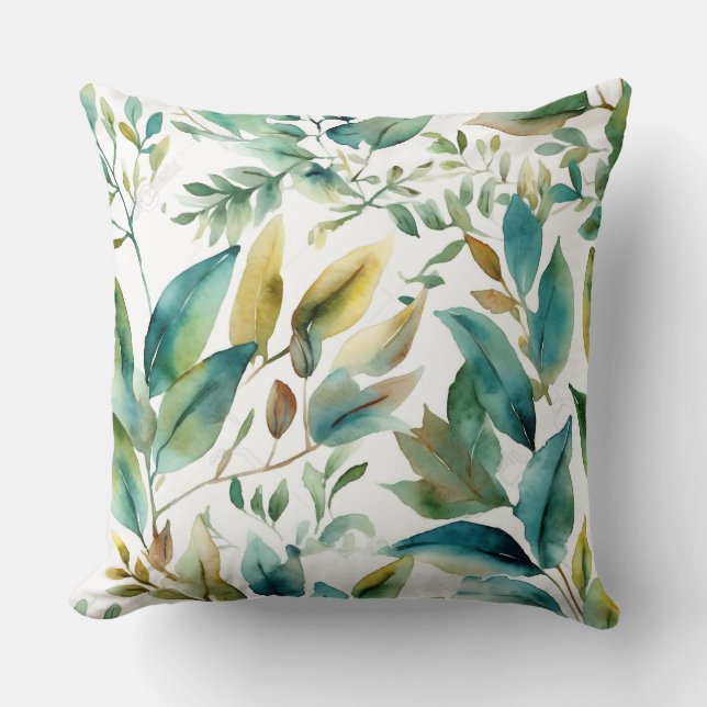 Bezaubertes Evergreen Ballet Botanisch Kissen (Vorderseite)