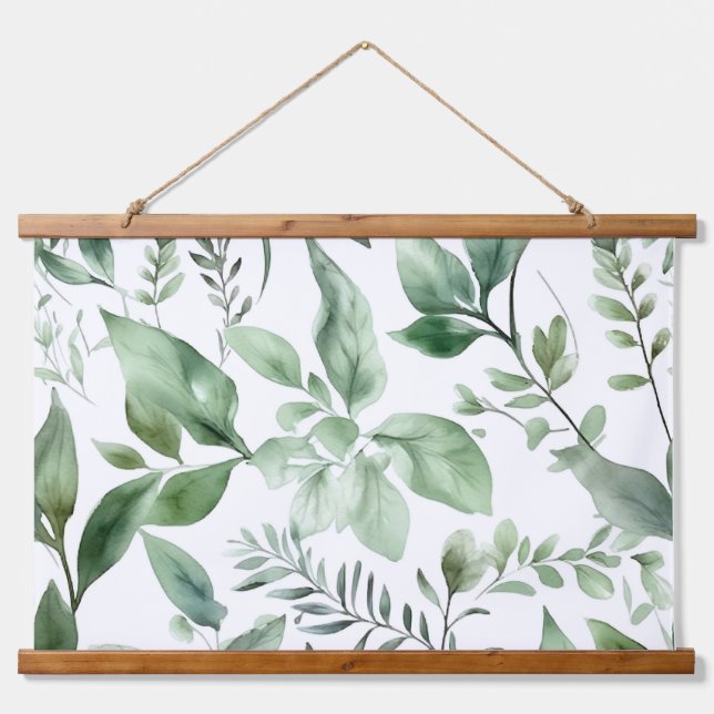 Bezaubertes Evergreen Ballet Botanisch Wandteppich Mit Holzrahmen (Vorne)
