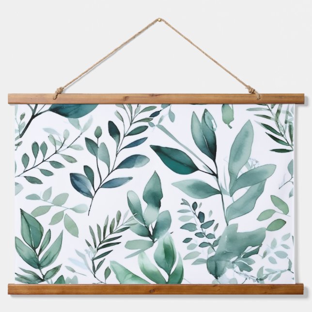 Bezaubertes Evergreen Ballet Botanisch Wandteppich Mit Holzrahmen (Vorne)