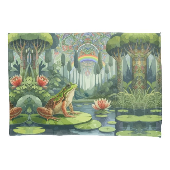 Bezauberung des William Morris Frogs im Wald Kissenbezug (Vorderseite)