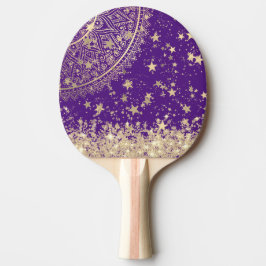 Bezauberung Mandalas mit Gold Stars auf Lila Tischtennis Schläger