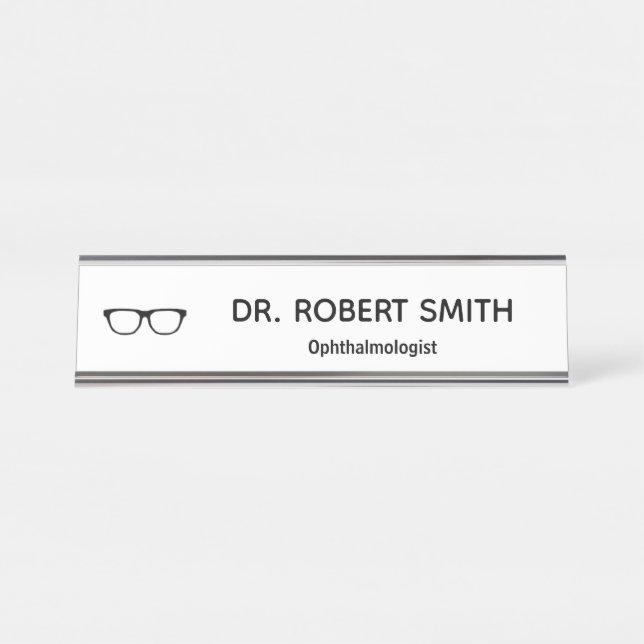Bezeichnung "Brille" Schreibtischnamensplakette (Vorderseite )