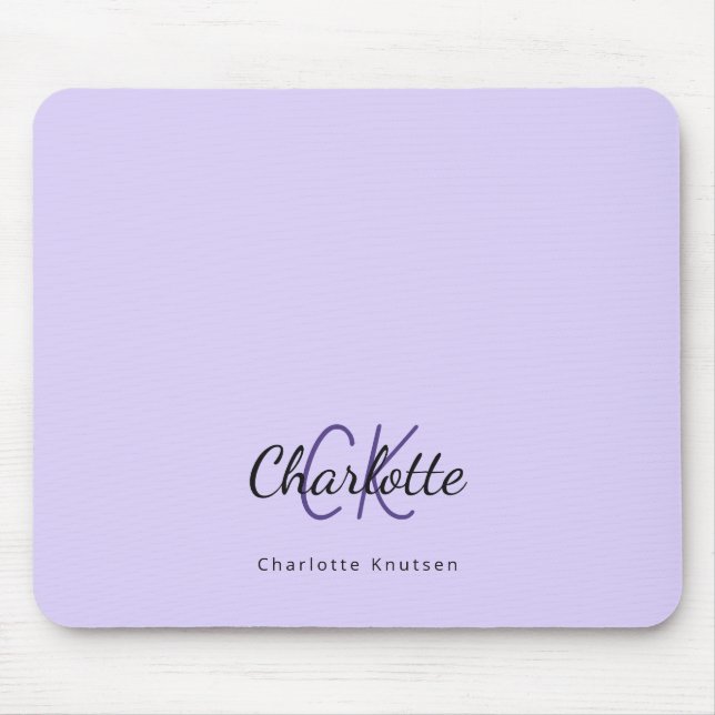 Bezeichnung der Initialen der Violettlavender Mono Mousepad (Vorne)