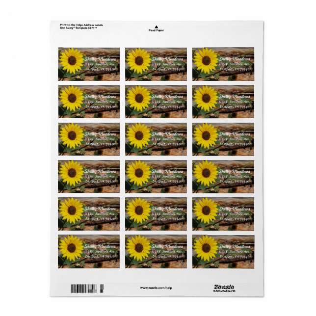 Bezeichnung der Sonnenblume Adressaufkleber (Vorne)
