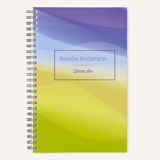 Bezeichnung des geometrisch-gelb-grünen Lehrerplan Notizbuch (Vorderseite)