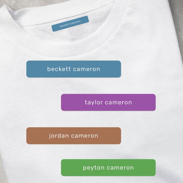 Bezeichnung Eisen auf Coolen Bekleidungsetiketten Etiketten (1.75" x .3125" clothing labels iron-on or adhesive, 2 sheets of 48 labels, USE 1 OR up to 4 NAMES)