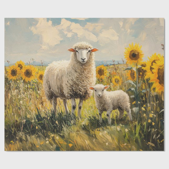 Bezeichnung für das Feld "Schaf- und Lammsonnenblu Geschenkpapier (Flach)
