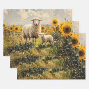 Bezeichnung für das Feld "Schaf- und Lammsonnenblu Geschenkpapier Set