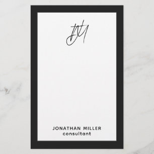 Bezeichnung für moderne Schwarz-Weiß-Monogramm Briefpapier