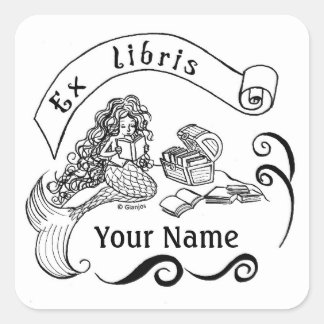 Bezeichnung Mermaid / ex libris / Buchzeichen Quadratischer Aufkleber