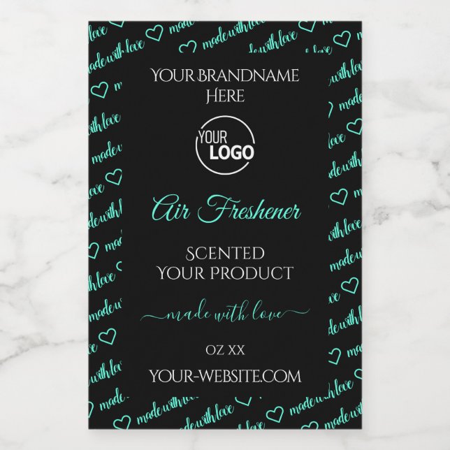 Bezeichnungen für schwarze und Aquamarine Word-Clo Lebensmitteletikett (Einzelnes Label)