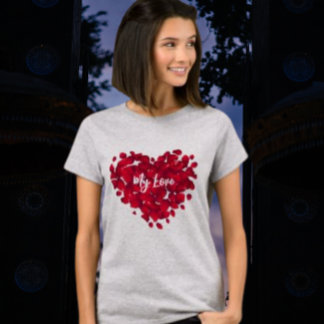 Beziehung Valentinstag Rote Rose Herz geformt T-Shirt