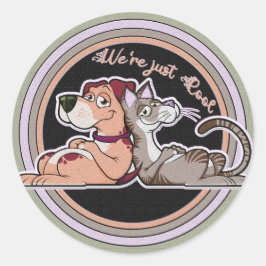 Beziehung zwischen Hunde und Katzen Runder Aufkleber