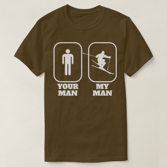 Beziehung zwischen Skifahrer und Liebe T-Shirt (Design vorne)
