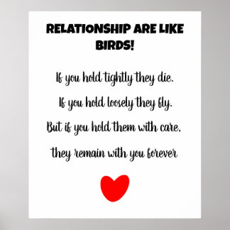 Beziehungen sind wie Liebe von Vögeln Poster