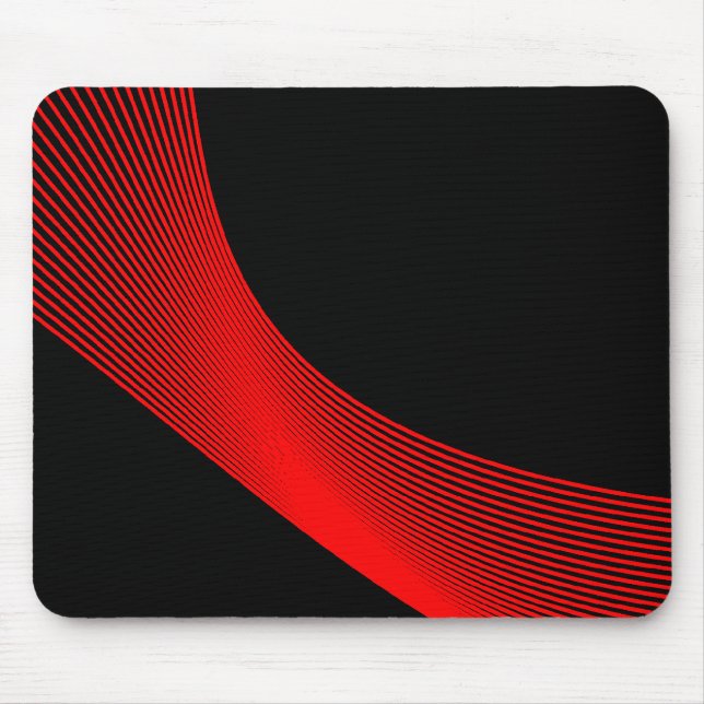Bézier Curves - Rot auf Schwarz Mousepad (Vorne)