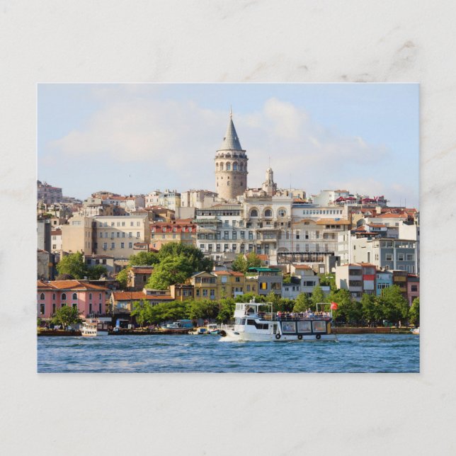 Bezirk Beyoglu und Galata Tower in Istanbul Postkarte (Vorderseite)