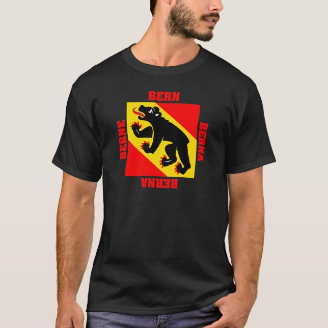 Bezirk-Flagge Berns die Schweiz T-Shirt (Vorderseite)