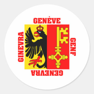 Bezirk-Flagge Genfs die Schweiz Runder Aufkleber