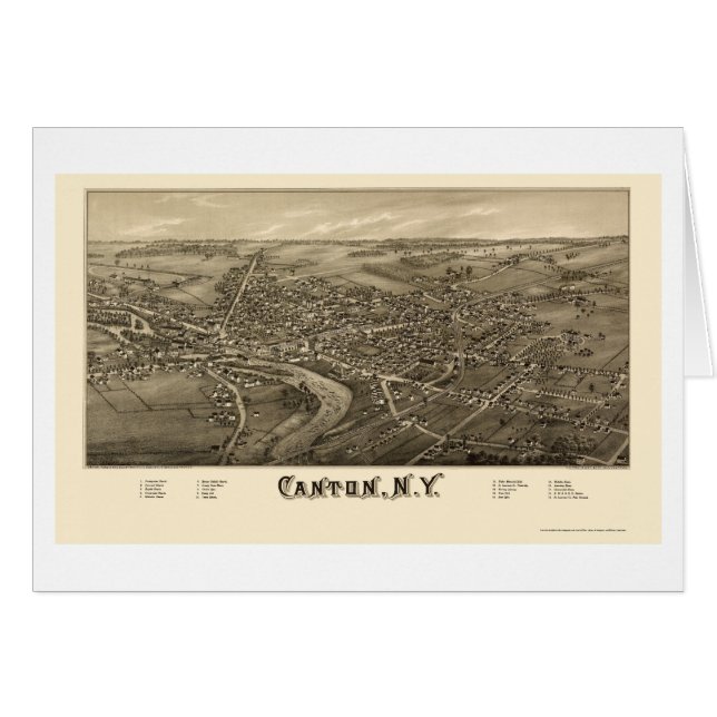 Bezirk, NY panoramische Karte - 1885 (Vorderseite (Horizontal))