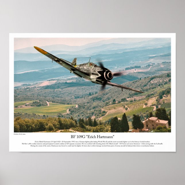 BF 109G-6  "Erich Hartmann" Poster (Vorne)