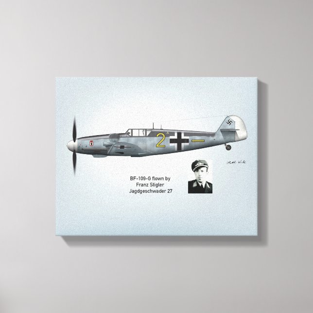 BF-109G Franz Stigler Profil Leinwanddruck (Vorderseite)