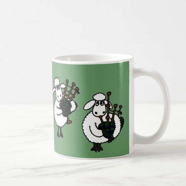 BF, fantastische Schafe, die Bagpipes spielen Kaffeetasse (Rechts)