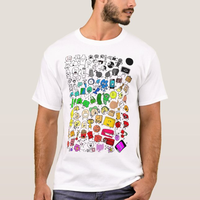 BFDI - Unbelebte Insanität Alle Zeichen _1 T-Shirt (Vorderseite)